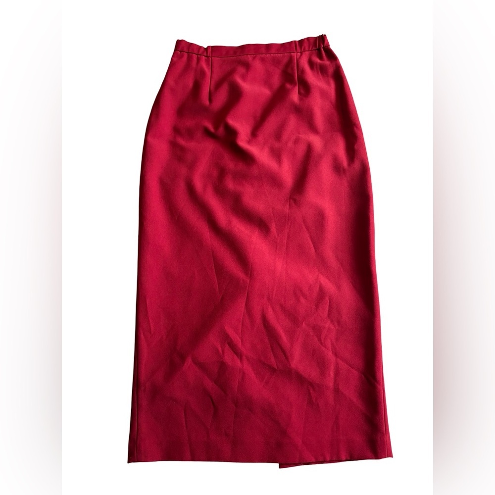 Midi Pencil Skirt in Deep Red